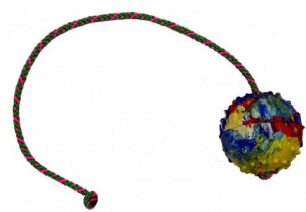 Μπαλάκι από μασίφ καουτσούκ διαμέτρου 7cm με σχοινί 50cm